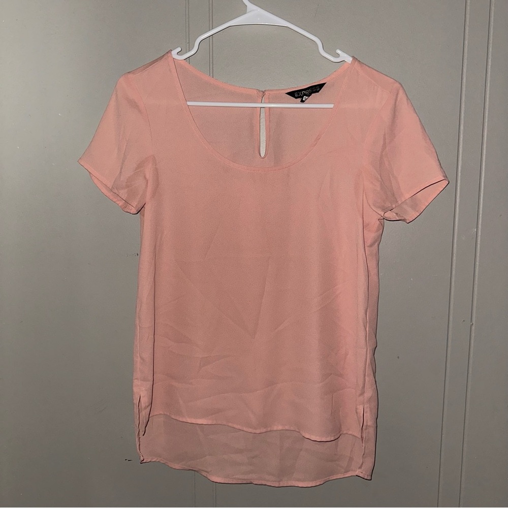 Express Light Pink Short Sleeve Women's Blouse